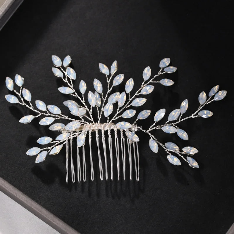 Wedding Crystal Pearls Hair Combs Handmade Hair Jewelry Bridal Headpiece Girls Headdress Women Hairpins Elegant Women Tiara