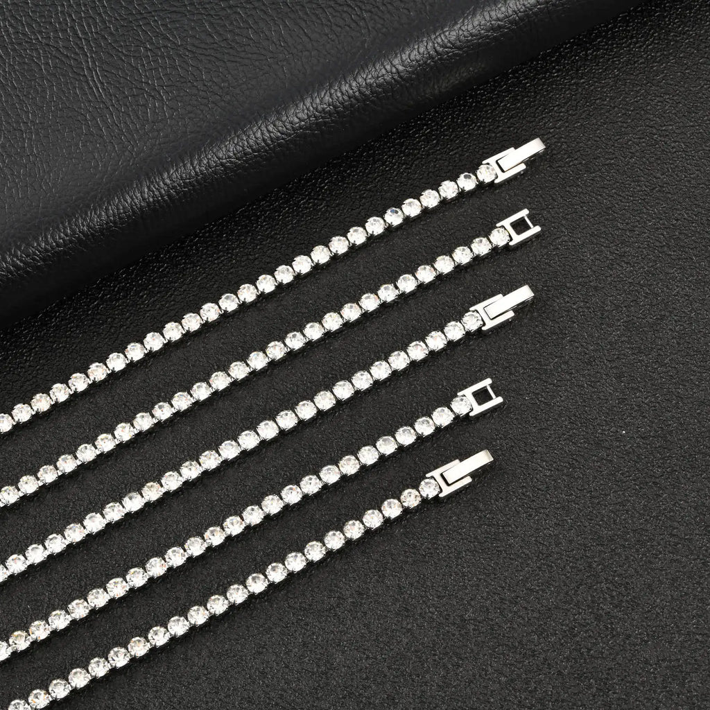 Hip Hop Tennis Chain Necklace for Men,4mm Stainless Steel Zircon Chokers,Luxury Rock Punk Jewelry Gift for Husband Dad Son