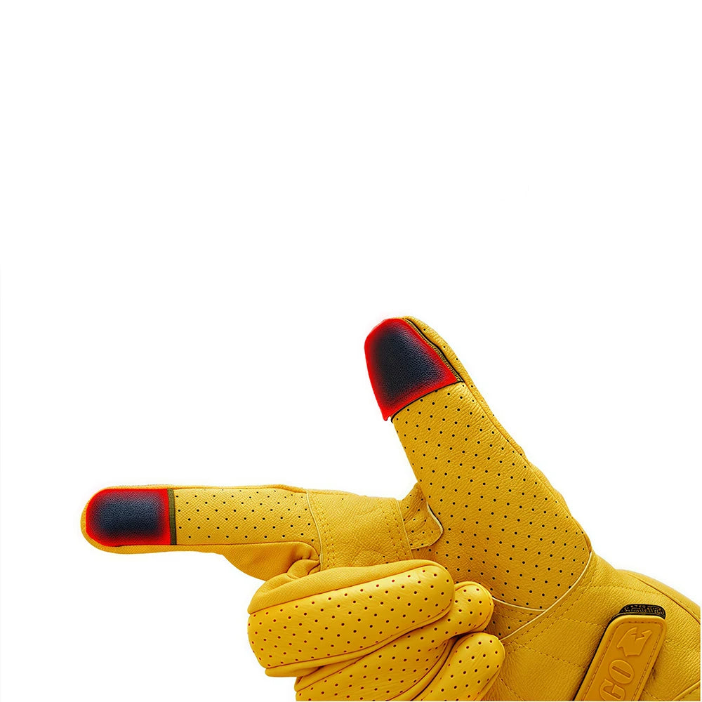 Yellow Motorcycle Breathable Racing Gloves Summer Perforated PU Leather Motocross Glove Men Women Motorcyclist Protected Gloves