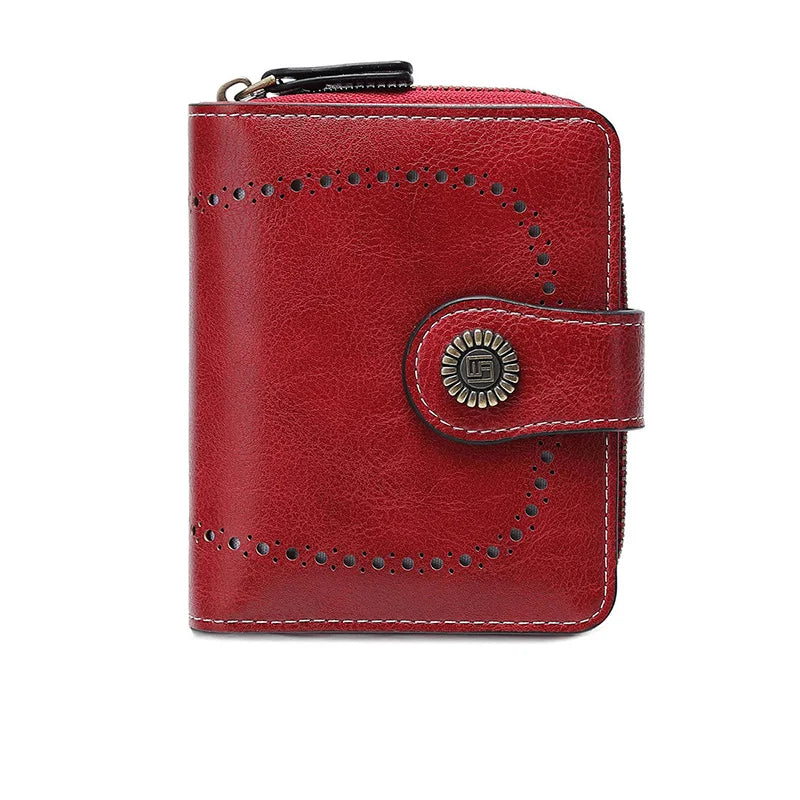 WERLLANDS PU Leather Cutout Embossed Vintage Snap Multi-Card Wallet