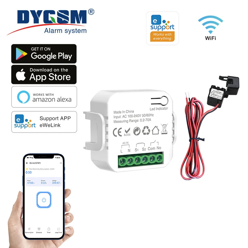 Ewelink Smart WiFi Energy Meter Bidirection 1Way Interruptor Switch with Clamp App Monitor Solar Produced and Consumed Power