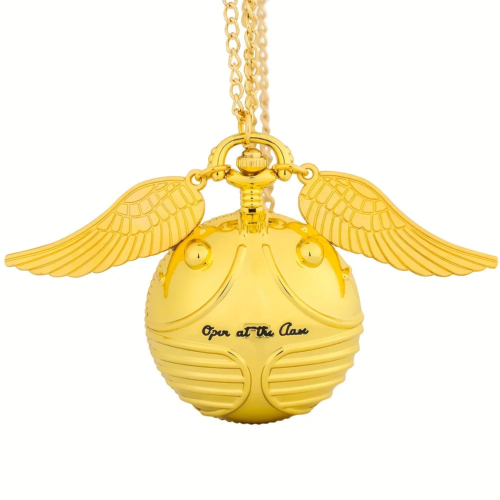 large small Golden Snitch spherical quartz pocket watch fashion sweater angel wing necklace pendant men and women pocket watch