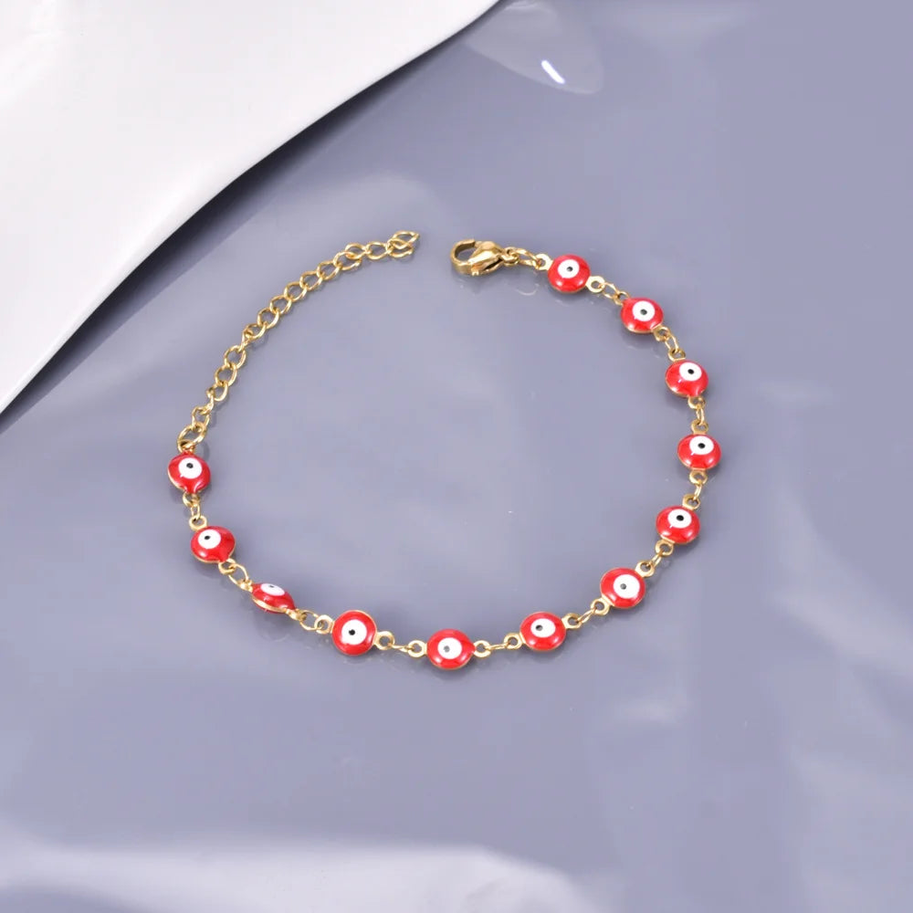 S33 European, American and Turkish Evil Eye color-blocked stainless Steel Bracelet Round Eye EVIL Eye