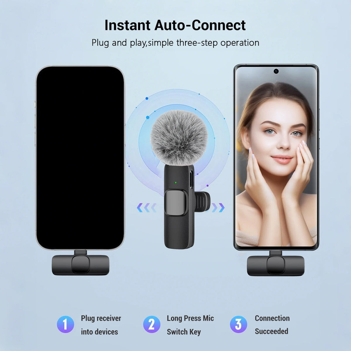 Type-C Port Professional Wireless Lavalier Microphone for Smartphones, Computers and Cameras, Plug and Play