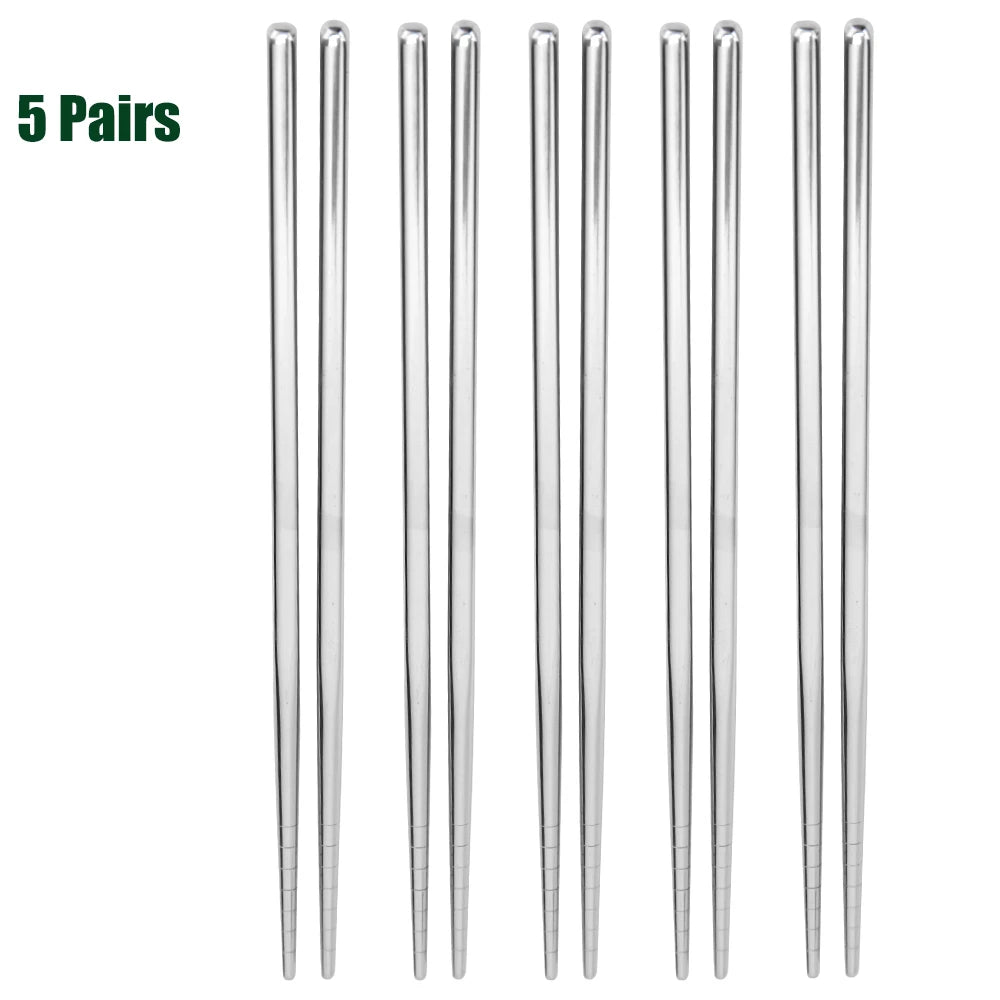 1-5 Pair Stainless Steel Chopsticks Metal Chop Sticks Tableware Silver Gold Multicolor Wedding Party Festival Supplies