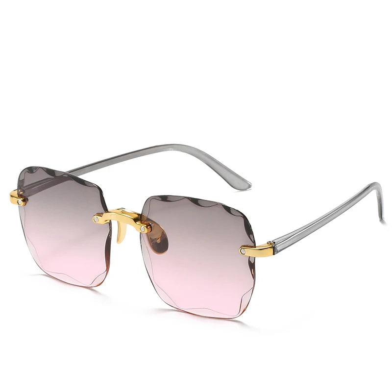 New Rimless Women's Sunglasses Fashion Gradient Lenses Sun Glasses Lady Vintage Pc Legs Classic Designer Shades Sunglasses