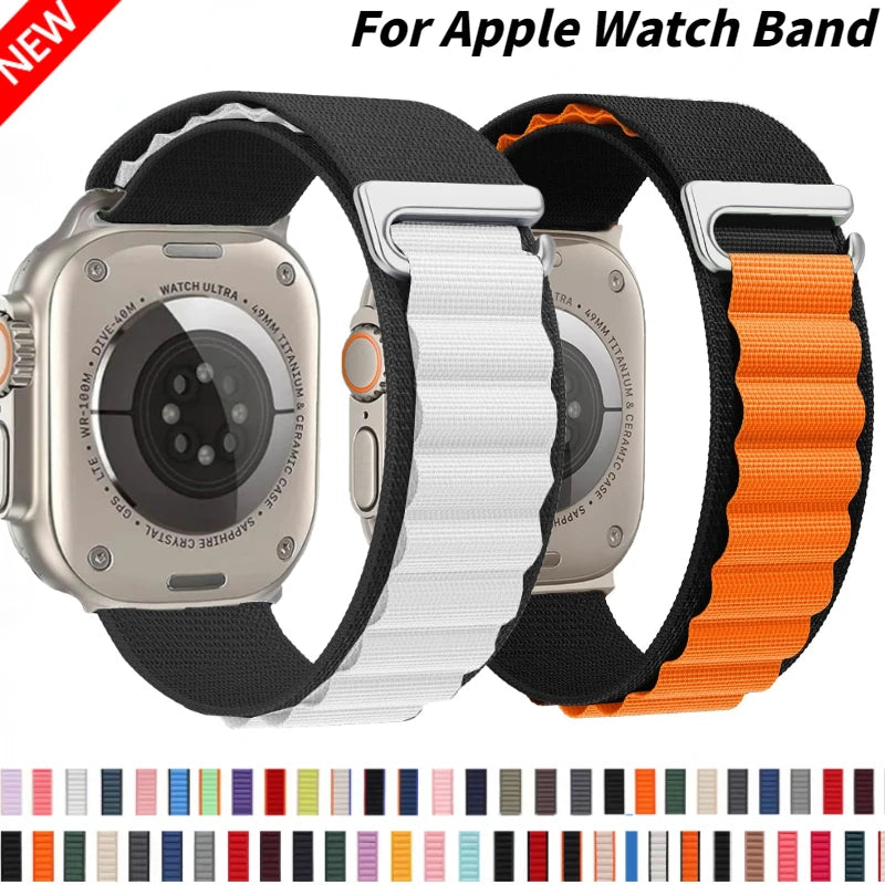 Alpine Loop Strap For Apple Watch Ultra 3 2 1 Band 49mm 11 10 9 8 7 45mm 41mm 42mm 46mm Nylon Bracelet iWatch 6 5 4 3 SE3 2 Belt