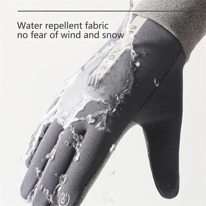 Winter Gloves Men Women Cycling Bike Non-slip Thermal Fleece Cold-Resistant Wind Waterproof Warm Outdoor Running Skiing Mittens