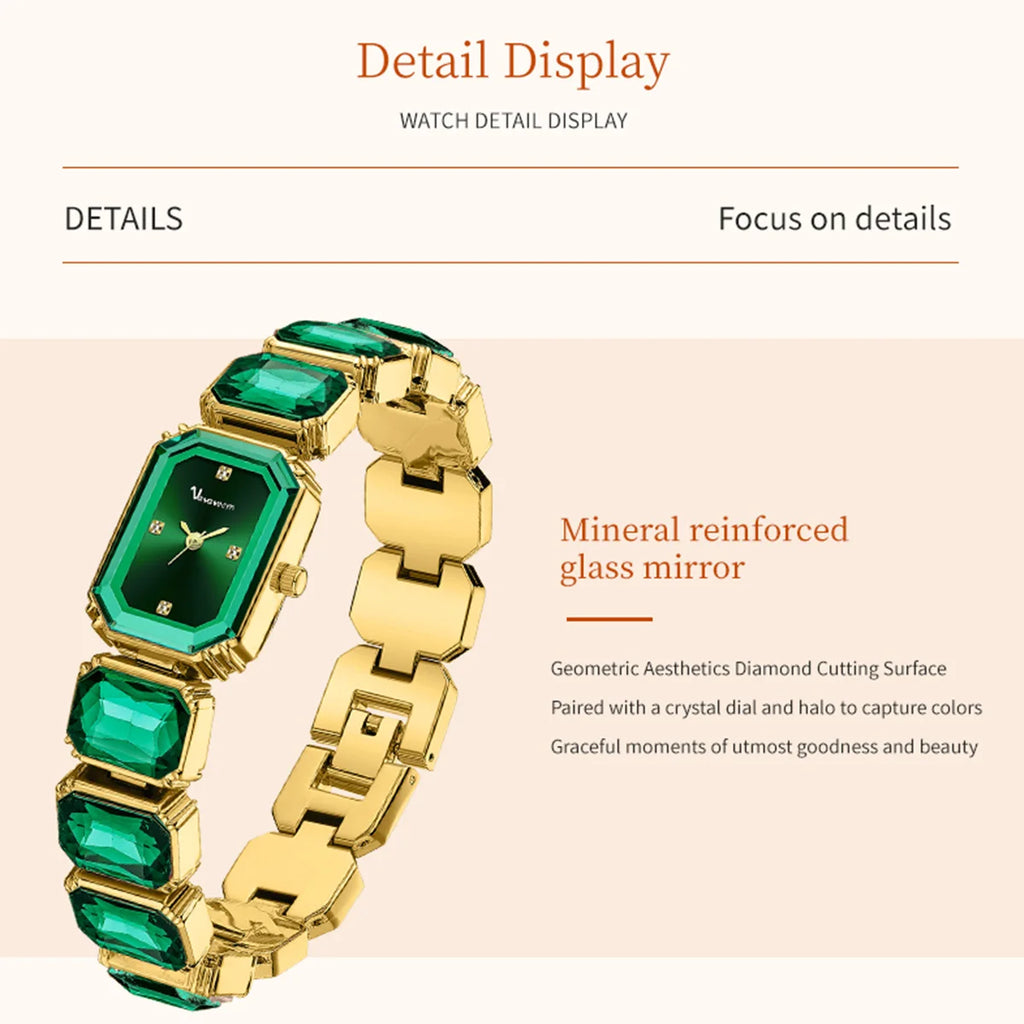 Women Square Watch Luxury Rhinestone Stainless Steel Original Quartz Movement Fashion Bracelet Clock Rose Gold Jewelry Wristatch