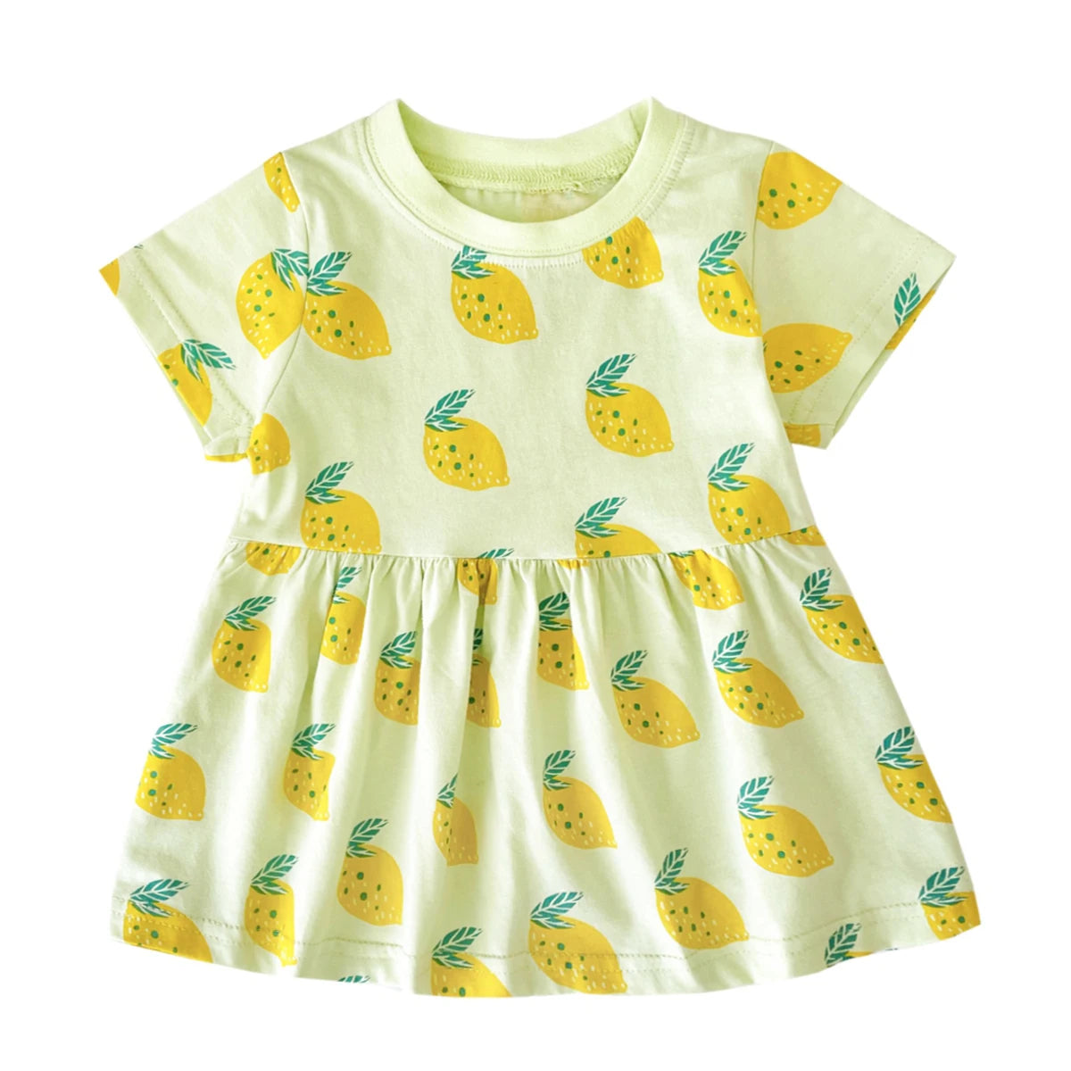 Sanlutoz Short Sleeve Summer Baby Dress Cute Pattern Casual Kids Girls Clothing Dress Cotton
