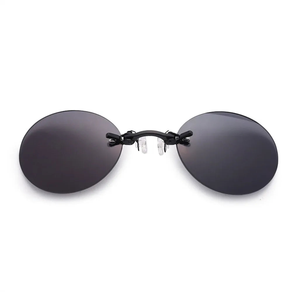 1PC Clip On Nose Glasses Round Rimless Matrix Morpheus Sunglasses Mini Frameless Vintage Men Eyeglasses UV400 Goggles