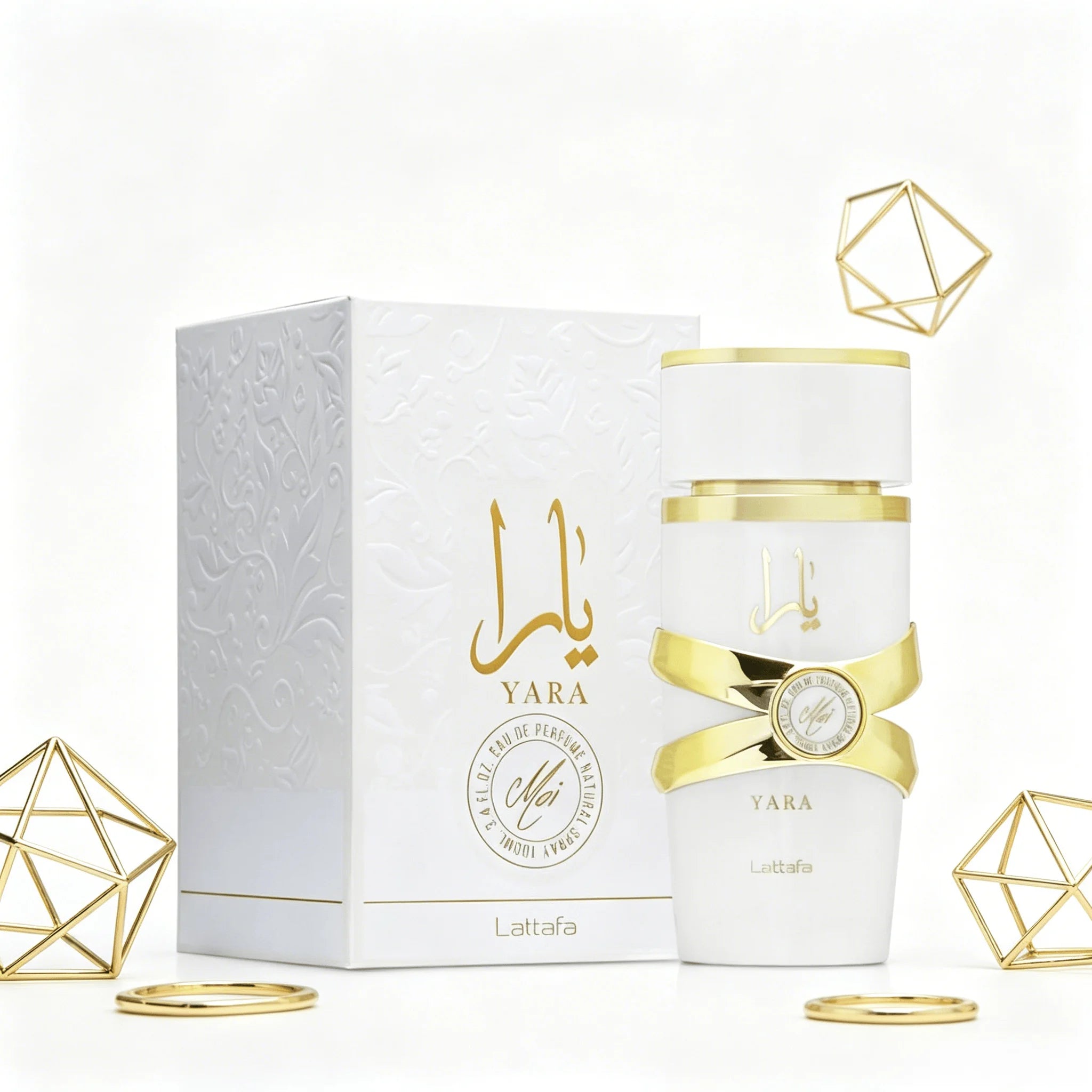 YARA LATTAFA Yara Moi EDP 100ML Perfume For Women Warm Soft Floral Milky Vanilla Aroma Long Lasting Matte White Gold Cross Ribbon Decor Bottle Complete Gift Box Anniversary Holiday Present