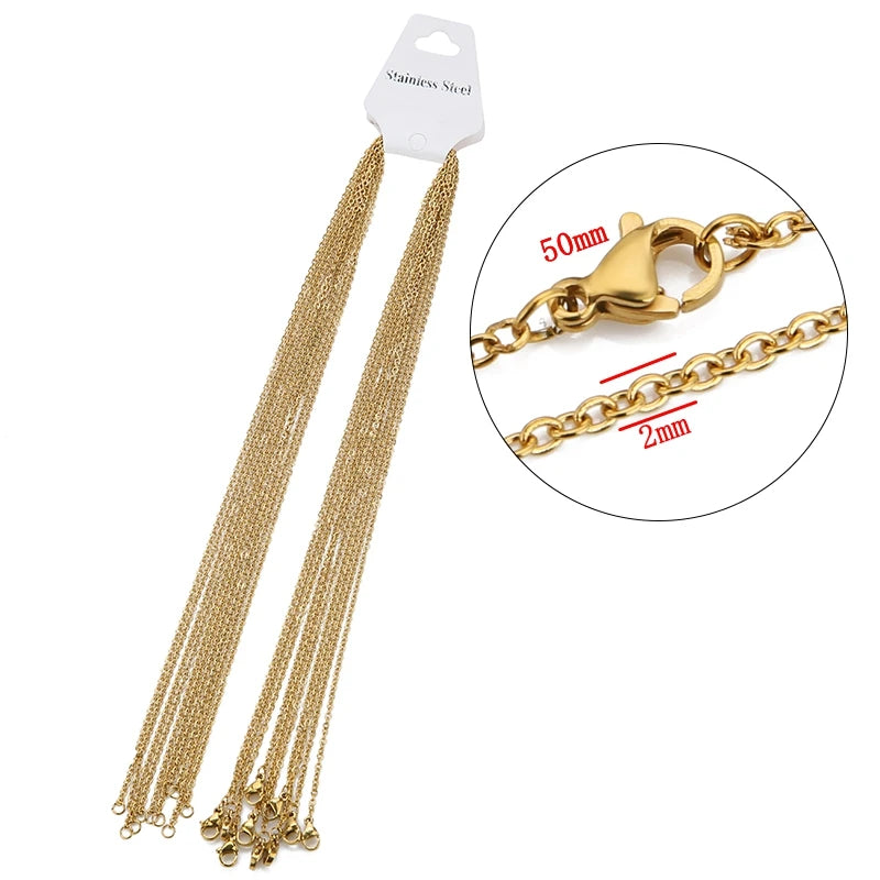 10pcs/lot 45+5cm 45cm 50cm Stainless Steel Adjustable Link Chain Necklace Women Gold Color Fashion chokers Jewelry Wholesale