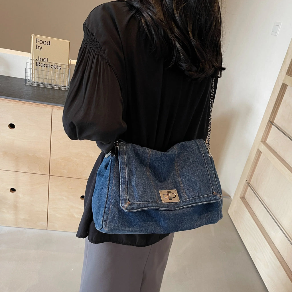 Denim bag women 2025 New fashion casual shoulder bags large capacity Tote Bag class commuting crossbody Bags for women bolsa sac