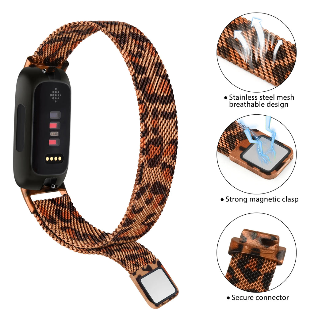 Metal Magnetic Loop Strap For Fitbit Inspire 3 Band Stainless Steel Watchband Bracelet For Fitbit Inspire 3 Strap Wristband