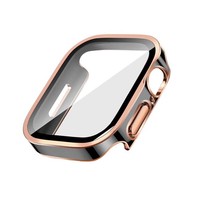 Glass+Case For Apple Watch 7 8 45mm 41mm 49mm 44mm 40mm straight edge Screen Protector Cover Case iWatch 5 SE 6 7 8 9 Ultra 49mm