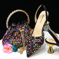 Venus Chan 2023 New INS High-Heeled Pointed Toe Wedding Shoes Colorful Full Diamond Design Shoe and Bag Set for Nigeria Party