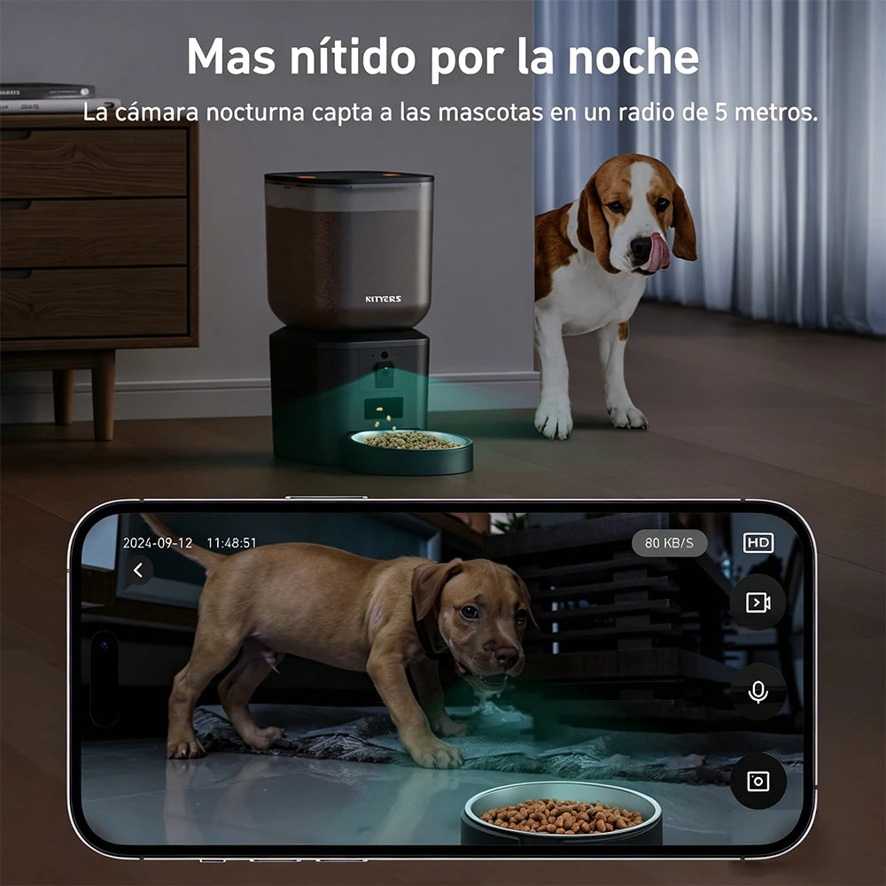 Nityers 8L Automatic Cat Feeder With 1080p Camera Video 5G WiFi Night Vision Cat Food Dispenser Smart Tuya APP Pet Auto Feeder