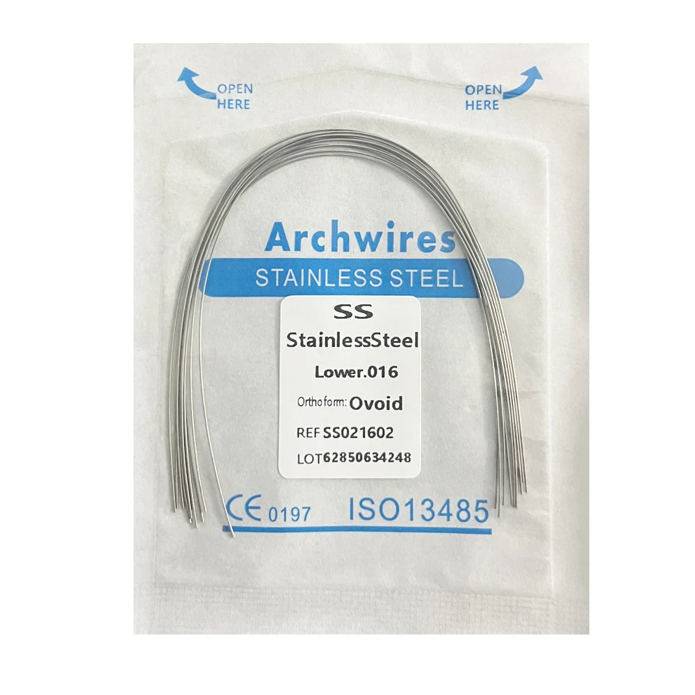 10pcs/pack Dental Orthodontic Stainless Steel Round/Rectangular Wire Ovoid Form Dentist Material Dental Arch Wire