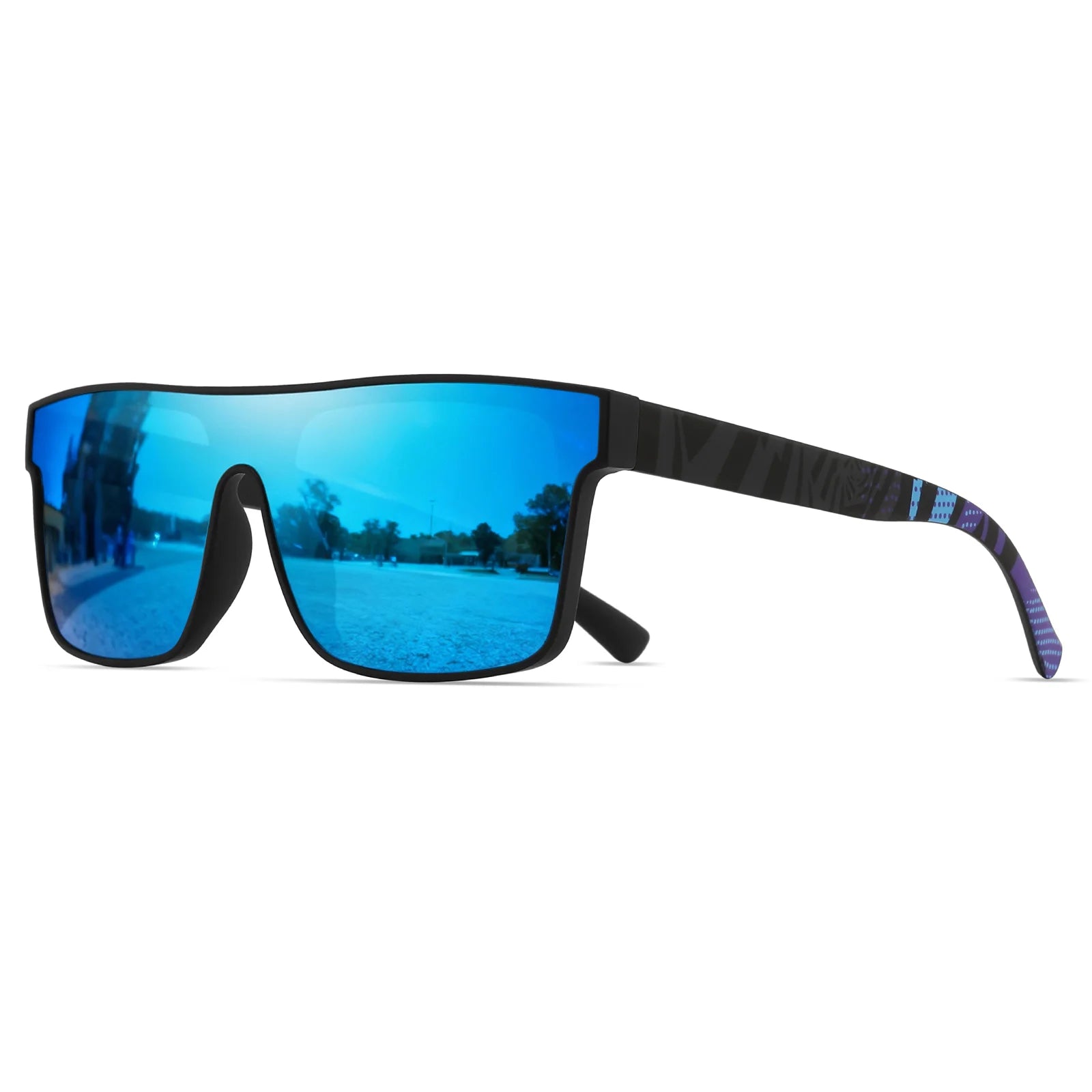 Classic Square Fashion Sports Sunglasses - Patterned Temples, Unisex for Cycling, Hiking, Travel - Perfect Gift