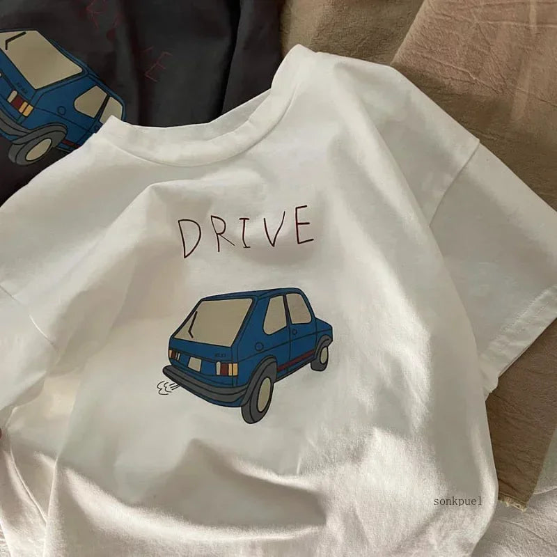 100% Cotton Half Sleeve T-shirt Boys Child 2026 Summer Baby Unisex Costume Sports Casual Tees Cartoon Car Trendy Pullover Shirt