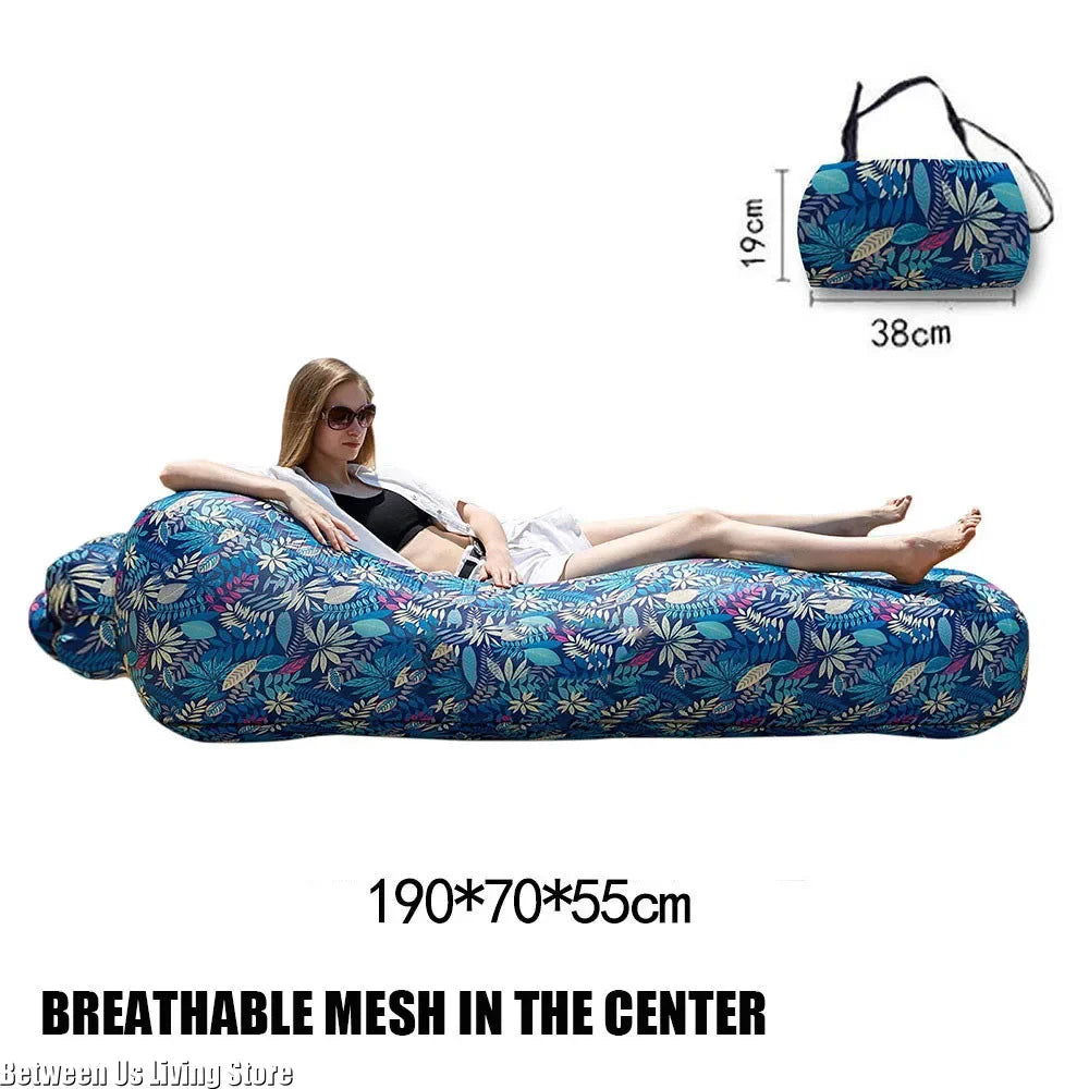 Luxury Inflatable Sofa Bed - Extra Wide Non-Roll Design for Beach, Garden & Indoor | Quick Setup Air Lounger