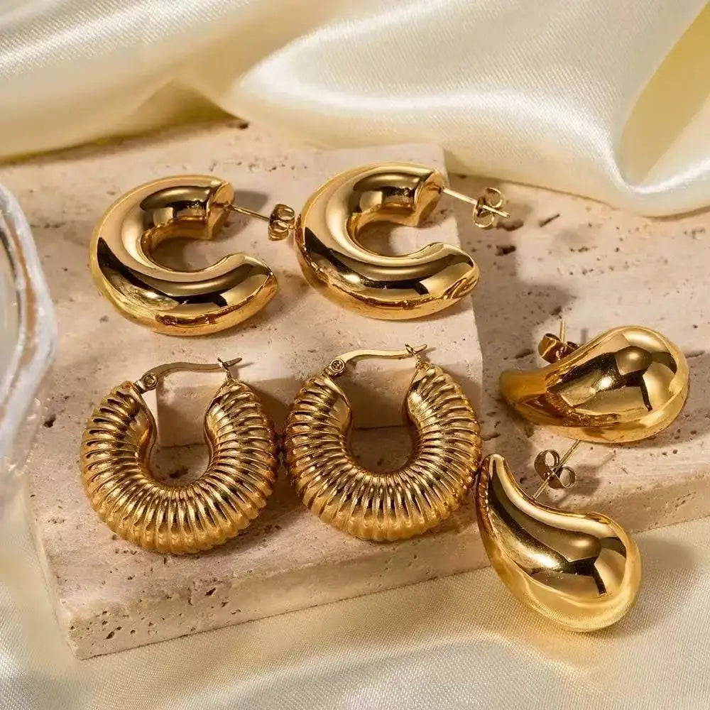 6PCS Simple Fashion Geometric Statement Women's Party Daily Wear Fashion Jewelry CCB Hollow Earrings