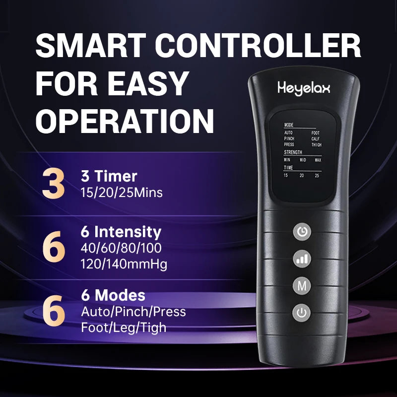 Leg Compression Massager for Circulation and Pain Relief,Air Compression Boots for Fast Recovery, 6 Mode,6 Intensity,Full Leg Massager for Muscle Relaxation- for Athletes, Gym
