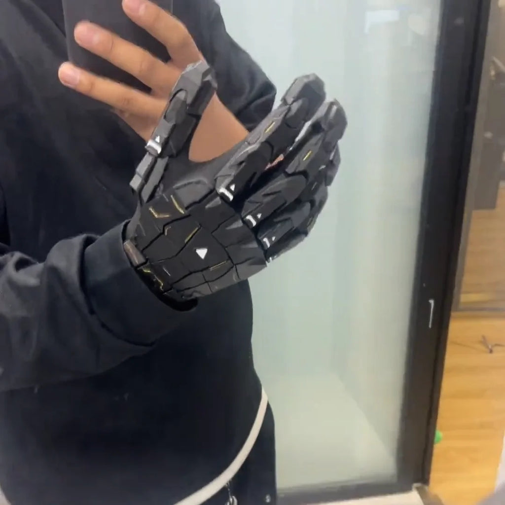 Gothic Techwear Exoskeleton Gloves 3D Printing Handmade Gluing Punk Mechanical Gloves Wearable Hand Armor Cosplay Props