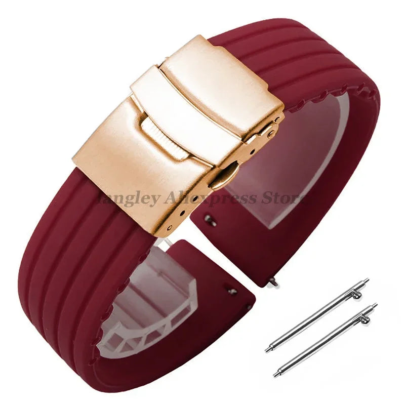 18mm 20mm 22mm 24mm Quick Release Silicone Watchband for Huawei Watch GT4/GT3 46mm for Seiko for Omega for Fossil Rubber Straps
