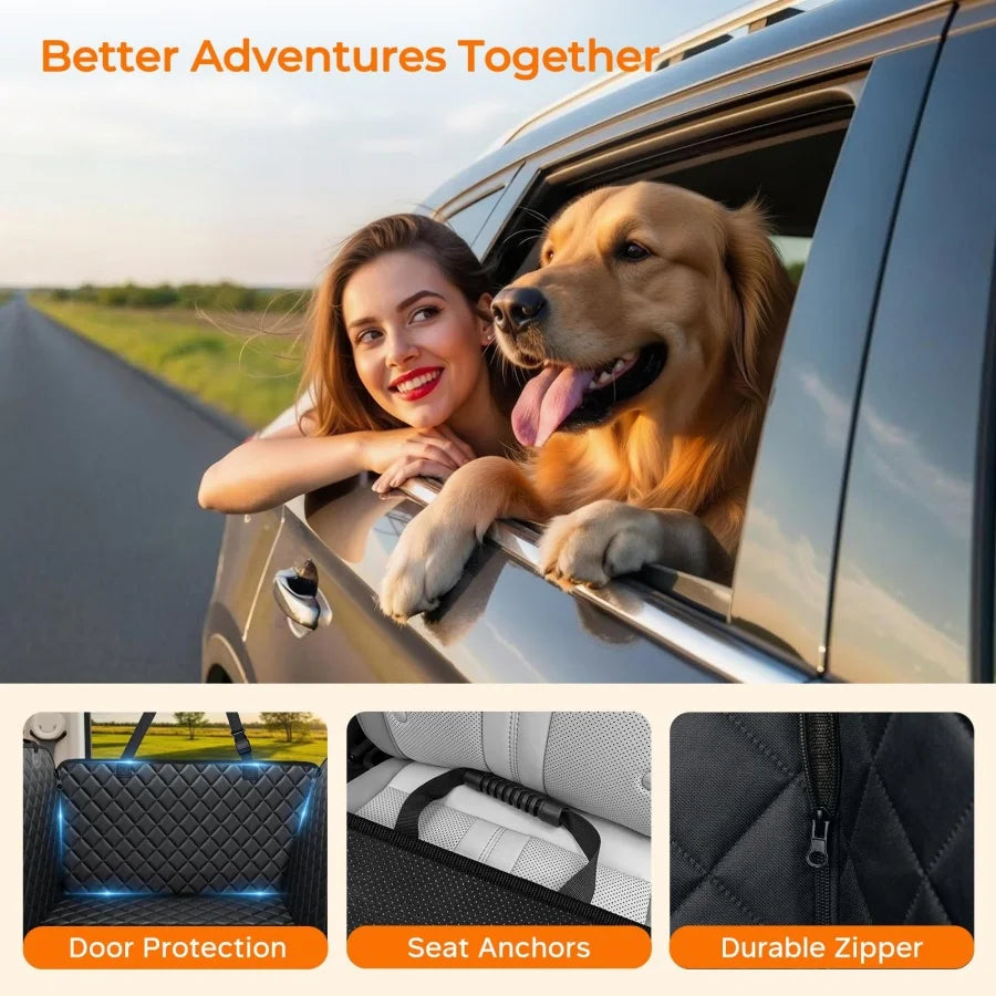 YVDKL pet dog car seat cover, 100% waterproof, hammock style design, 600D high-strength scratch resistant anti slip durable soft backrest, suitable for cars and SUVs