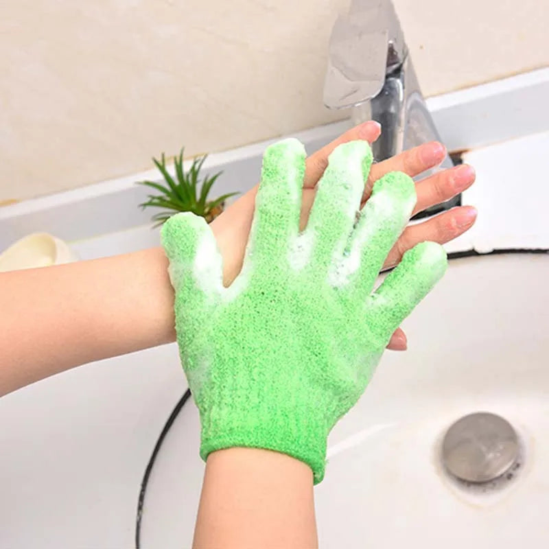 5PCS/SET Skin Bath Shower Wash Cloth Shower Scrubber Back Scrub Exfoliating Body Massage Sponge Bath Gloves Moisturizing Spa