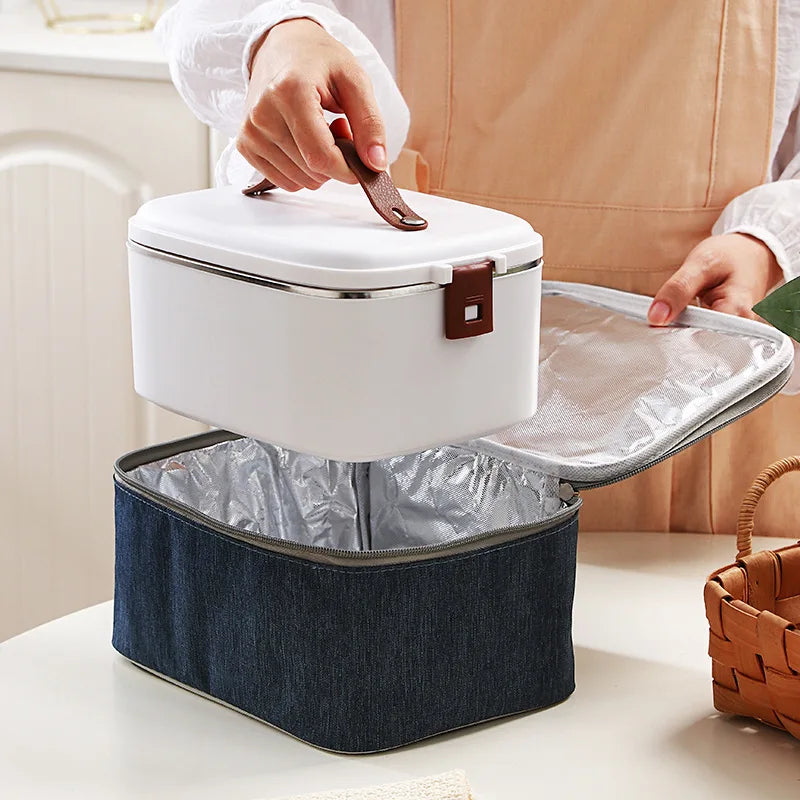 1.8L Electric Lunch Box 12V Large Capacity Car 304 Stainless Steel Food Heater Portable Keep Warm Pot Office Lunch Box 110V/220V