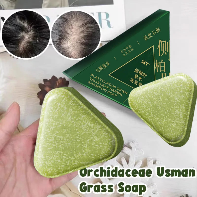 Seven Green Platycladi Usman Grass Handmade Shampoo Soap Refreshing Flushing Healthy Anti-removal Hair Nourishing Clean Product