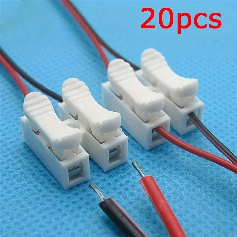 20pcs 2P Connector No Solding Welding Quick Cable Wire Connecting Terminal No Screw Terminal  Block Spring Clamp