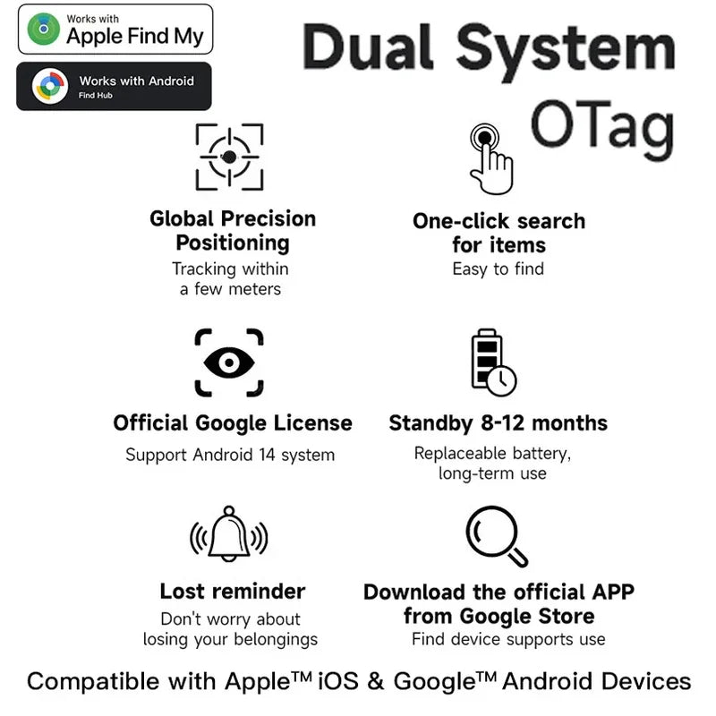 Smart Tracker: Compatible with iOS and Android, designed to help prevent the loss of keys, wallets, and other items