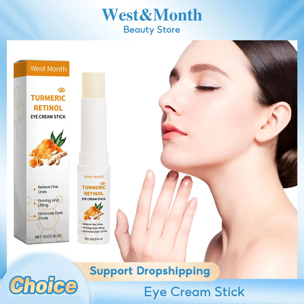Turmeric Retinol Eye Cream Stick Remove Dark Circles Fade Fine Lines Anti Eye Bags Puffiness Lift Firming Brightening Eye Care