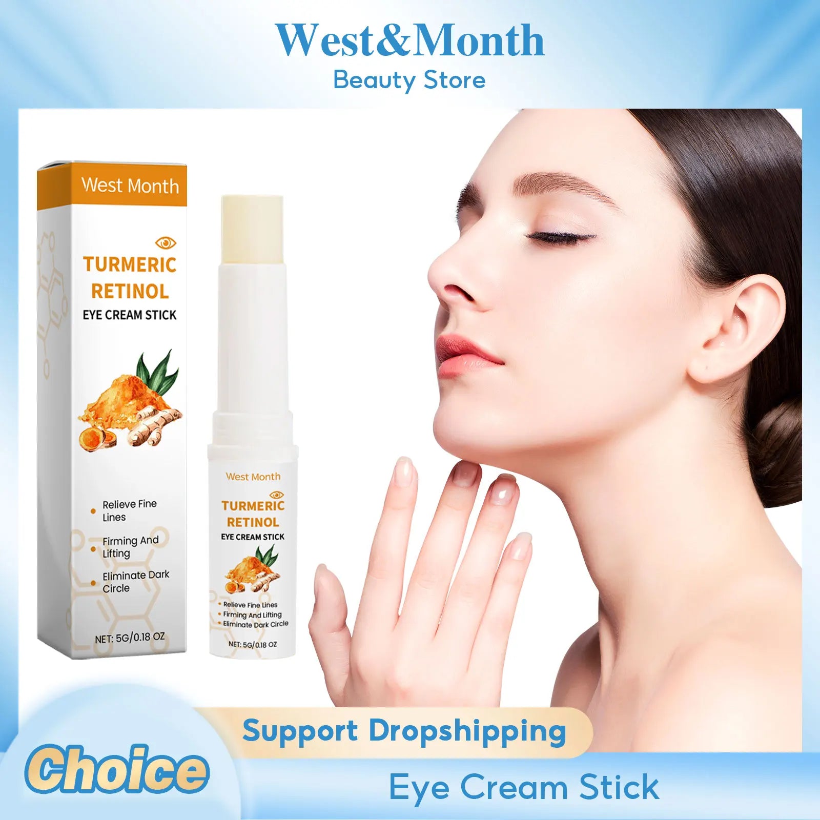 Turmeric Retinol Eye Cream Stick Remove Dark Circles Fade Fine Lines Anti Eye Bags Puffiness Lift Firming Brightening Eye Care