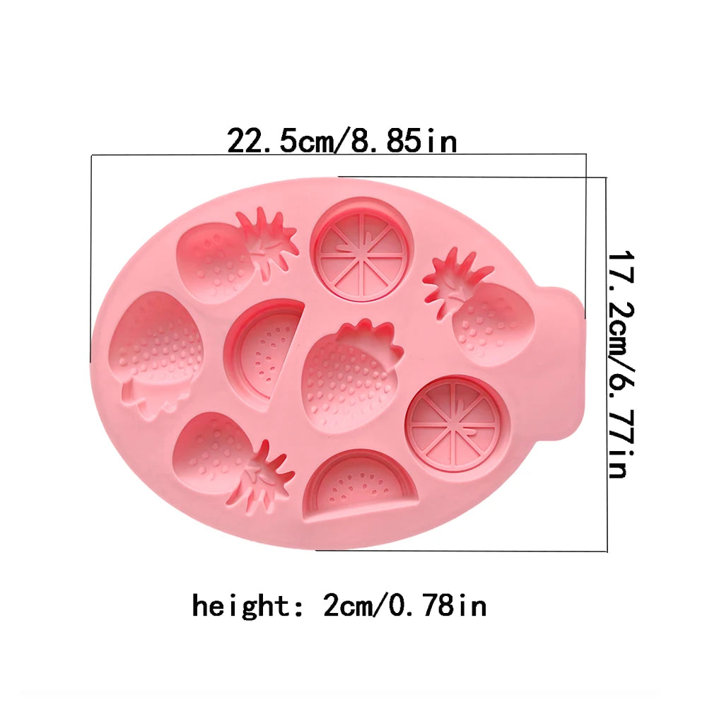 1pc 9-cavity 4 fruit shaped chocolate candy silicone molds, pudding, biscuit, ice tray molds, cake decoration baking utensils