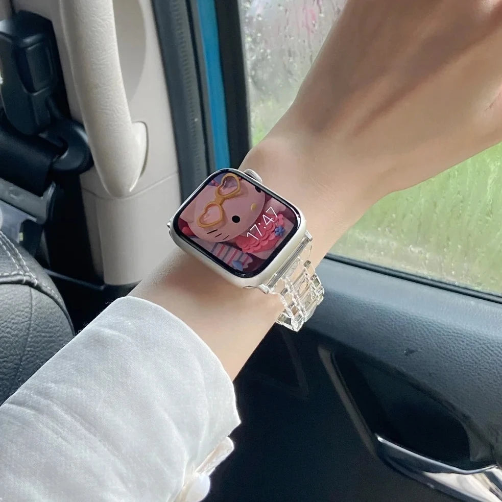 Slim Transparent Strap for Apple Watch Band 9 8 7 6 5 43 SE Ultra 49MM 45mm 42MM 38MM 44MM 40MM rainbow color Bracelet on iWatch