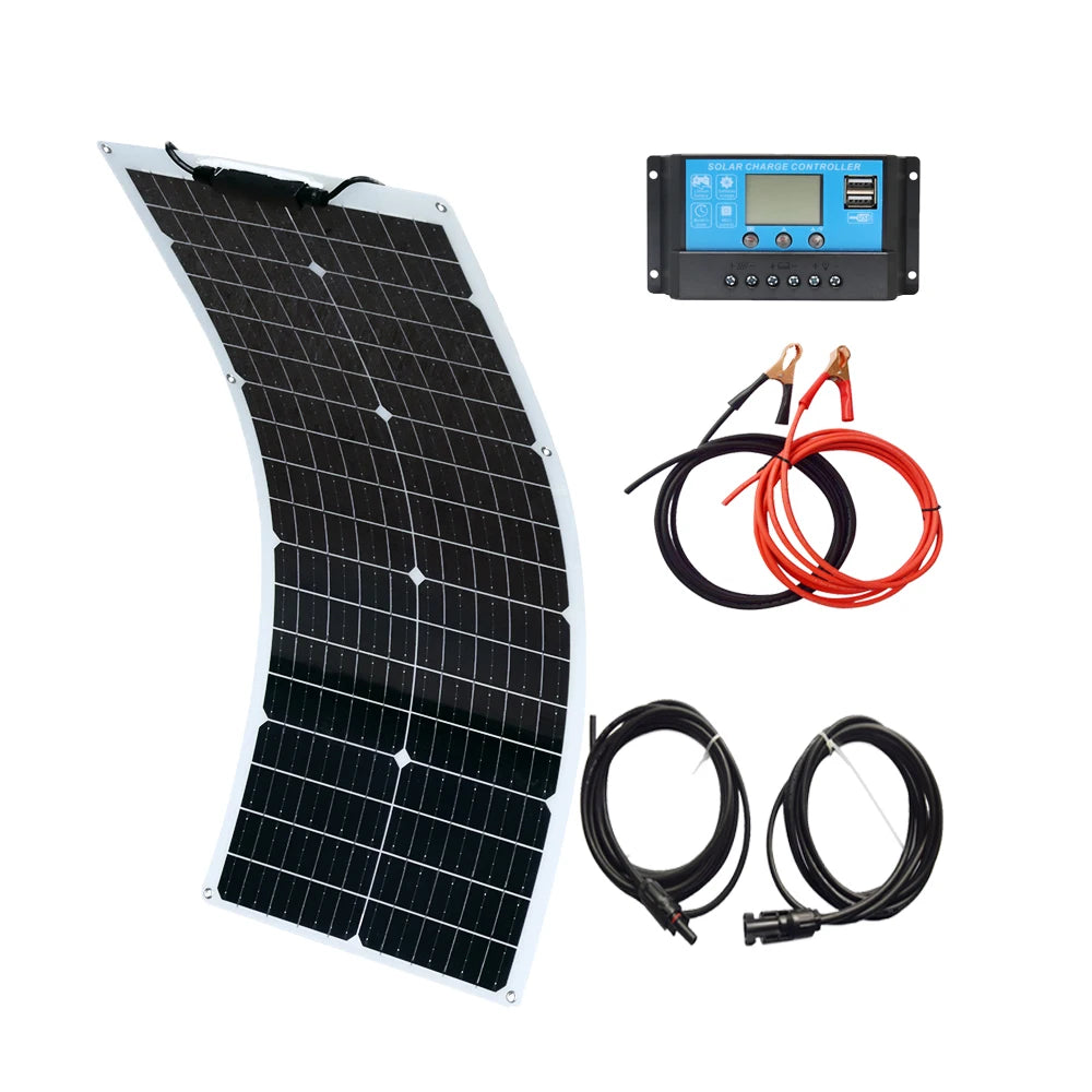 XINPUGUANG 150W 120W 100W 50W Flexible Solar Panel 18V Solar Charge 12V Battery Charger System Kit For Motor Home Camper Balcony