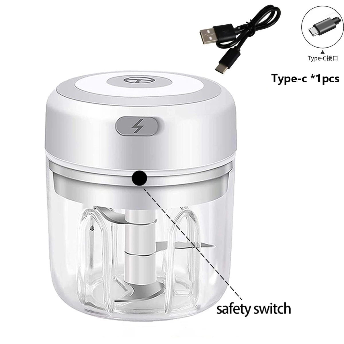 100ml/250ml Electric Mini Garlic Press Chopper - Rechargeable USB Masher with Powerful Lithium Battery, Easy Meat Grinder