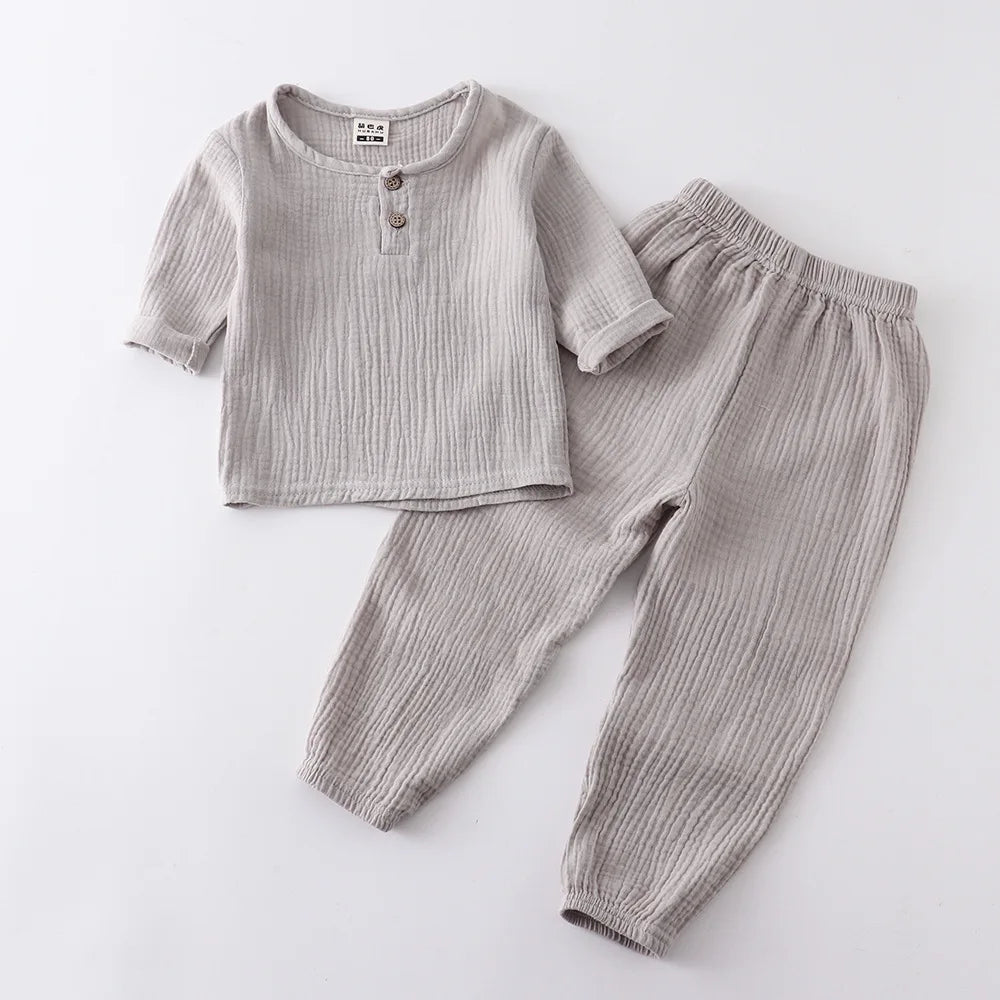 Infant Baby Boy Girl Clothes Set for Party Long Sleeve Baby Shirts Loose Pant Toddler Kids Clothes Spring Summer Muslin Clothes