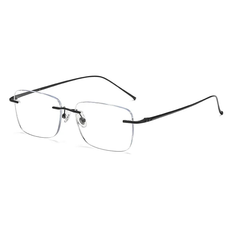 BCLEAR Classic Rimless Glasses Frame Men Ultralight Optical Prescription Eyeglasses New Pure Titanium Square Myopia Eyewear