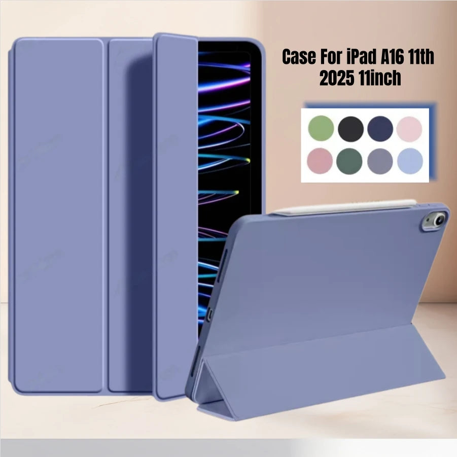 For iPad A16 Case 11th 2025 11inch A3355 TPU Trifold Magnetic Stand Tablets Cover For iPad 10th Generation Cases 10.9'' A2757