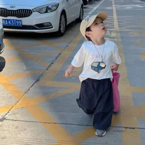 100% Cotton Half Sleeve T-shirt Boys Child 2026 Summer Baby Unisex Costume Sports Casual Tees Cartoon Car Trendy Pullover Shirt