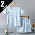 2-piece children's summer cute cartoon printed short sleeved shorts set for boys and girls casual and comfortable T-shirt shorts