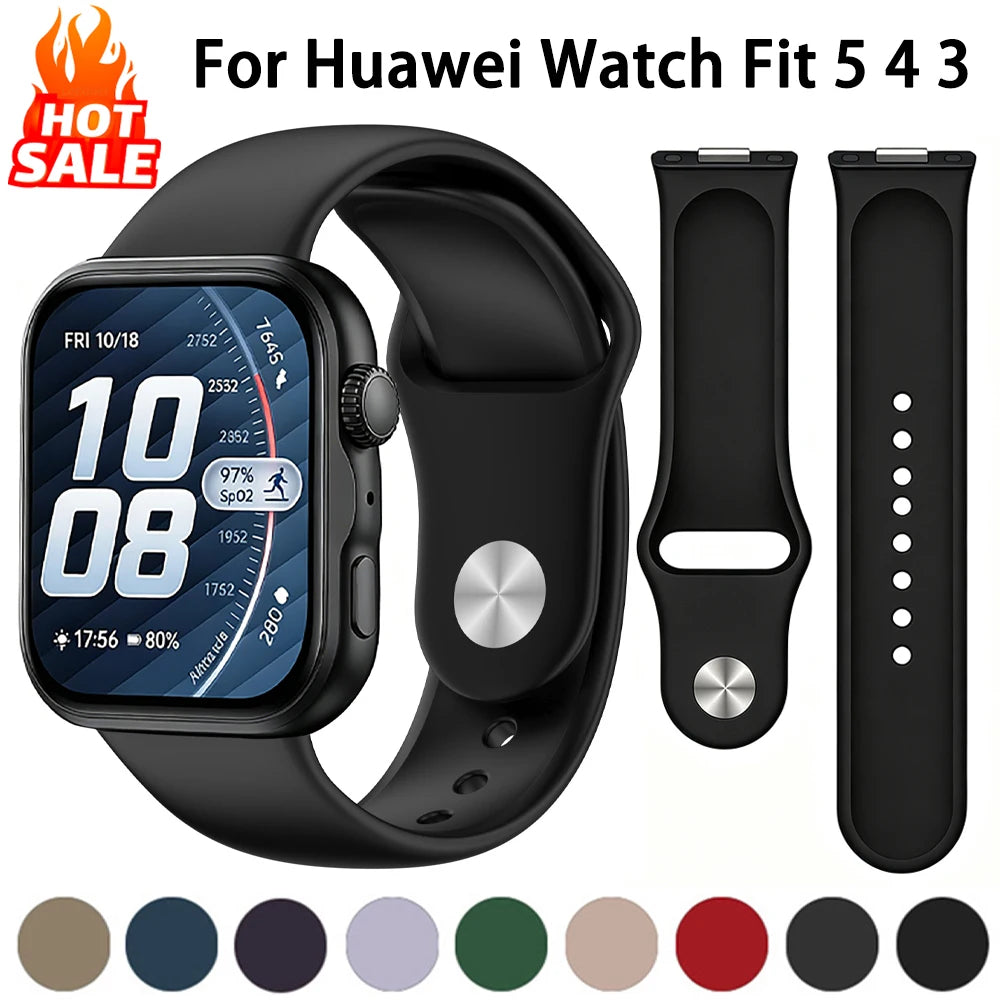Silicone Strap For Huawei Watch Fit 5 4 3 band Smartwatch Replacement Sport Correa Bracelet Huawei Watch fit 5 4 Pro Accessories
