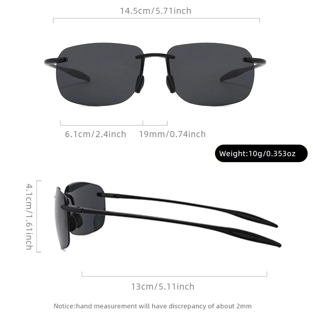 Ultralight TR90 Sunglasses Men Women Frameless Driver Driving Sun Glasses Fashion Outdoor Fishing Hiking Running Sports Shades