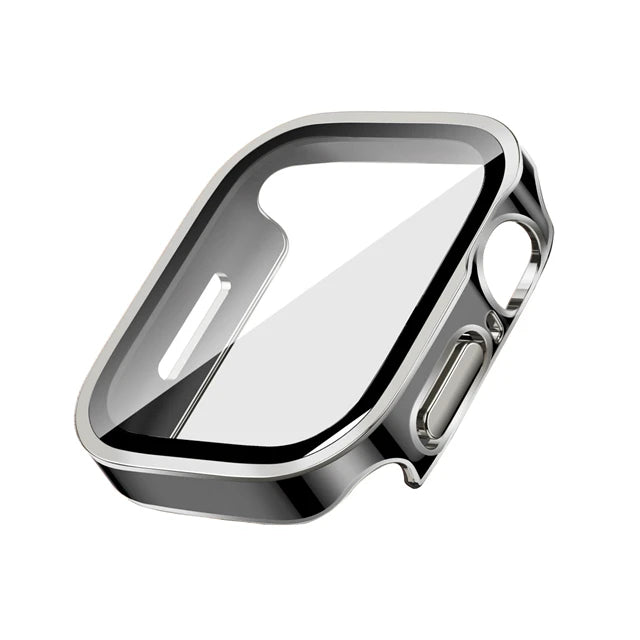 Glass+Case For Apple Watch 7 8 45mm 41mm 49mm 44mm 40mm straight edge Screen Protector Cover Case iWatch 5 SE 6 7 8 9 Ultra 49mm
